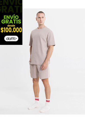 Bermuda Texturizada  Para Hombre Café Atmos Atmos