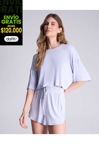 Camiseta Para Mujer Manga Corta Color Lila Marca Atmos #31090116 Atmos