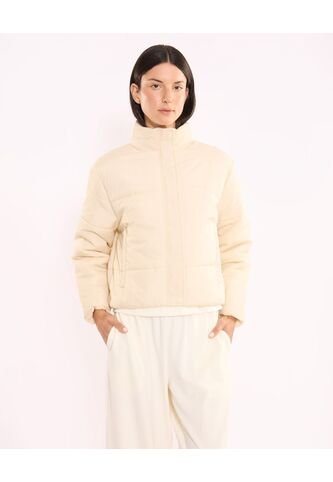 Chaqueta Acolchada Cuello Alto Para Mujer  Deportiva  Color Beige Marca Atmos Atmos