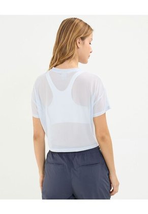 Camiseta Deportiva Manga Corta Malla  Para Mujer Azul Atmos