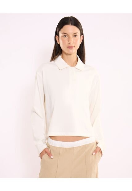Polo Manga Larga En Algodón  Para Mujer Blanco Atmos