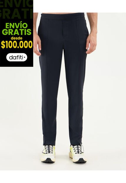 Pantalón Pretina Encauchada   Para Hombre Negro Atmos