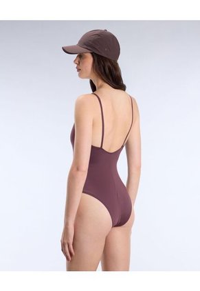 Enterizo Deportivo Escote Recto  Para Mujer Vino Atmos