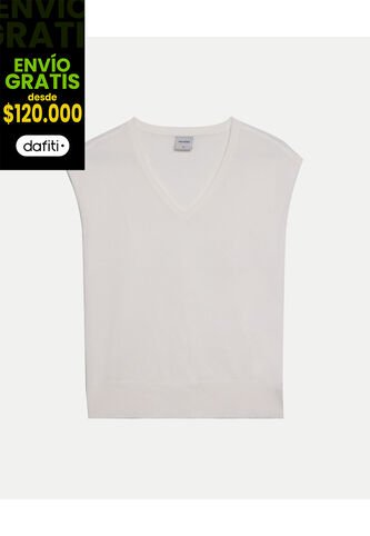 Camiseta  Para Mujer Manga Sisa Cuello V Color Blanco Marca Atmos #31090332 Atmos