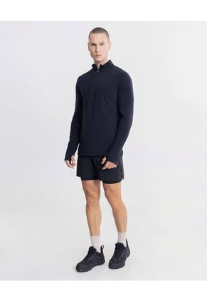 Buzo Cuello Alto Half Zipper Con Bolsillos  Para Hombre Negro Atmos