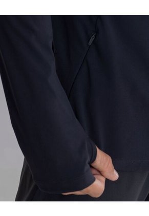 Buzo Cuello Alto Half Zipper Con Bolsillos  Para Hombre Negro Atmos