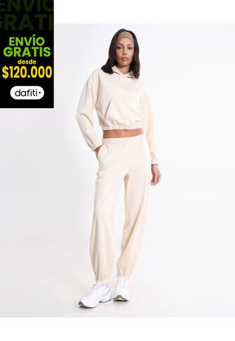 Buzo  Para Mujer Hoodie Color Crema Marca Atmos #31060087 Atmos