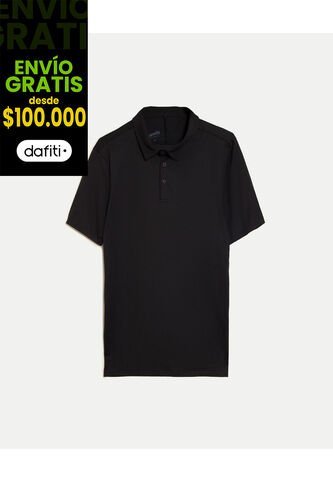 Polo Manga Corta Con Botones  Para Hombre Negro Atmos Atmos