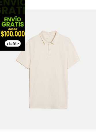 Polo Manga Corta Con Botones  Para Hombre Blanco Atmos Atmos