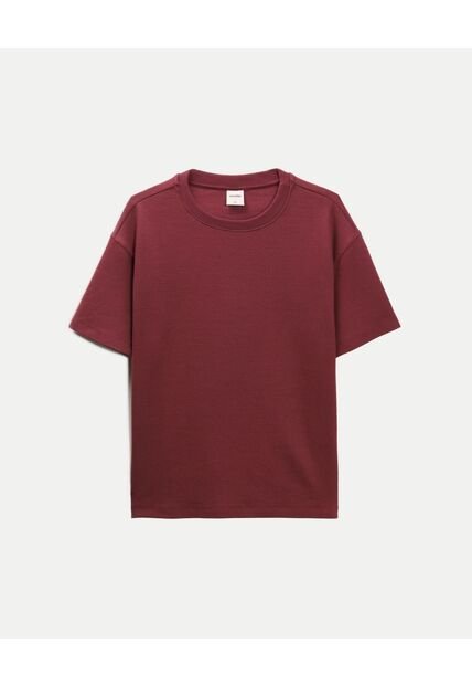 Camiseta Regular Fit Manga Corta Texturizada  Para Hombre Vino Atmos