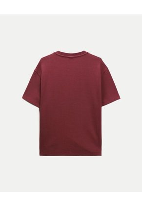 Camiseta Regular Fit Manga Corta Texturizada  Para Hombre Vino Atmos