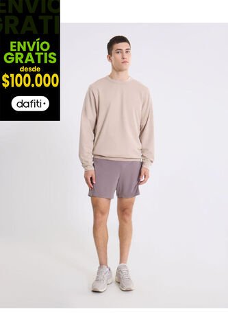 Buzo Cuello Redondo Burda Liviana  Para Hombre Beige Atmos Atmos