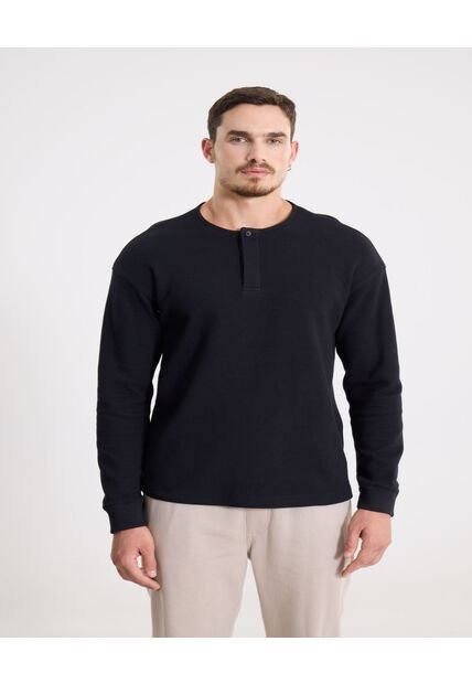 Camiseta  Para Hombre Manga Larga Cuello Redondo Color Negro Marca Atmos #32090254