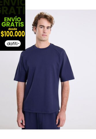 Camiseta Amplia Manga Ranglan Plush  Para Hombre Azul Atmos Atmos