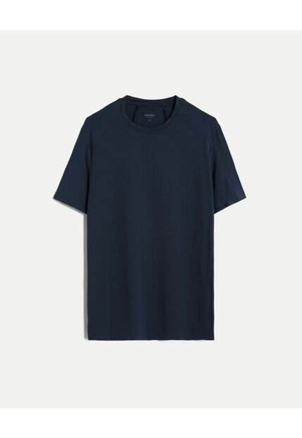 Camiseta Con Cuello En Contraste  Para Hombre Azul Atmos