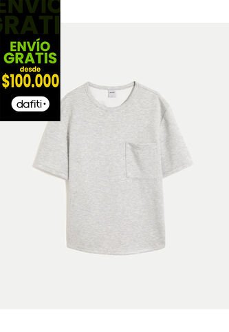 Camiseta Relaxed Fit Manga Corta Con Bolsillo  Para Hombre Gris Atmos Atmos