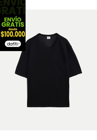 Camiseta Relaxed Fit Manga Corta Con Bolsillo  Para Hombre Negro Atmos Atmos
