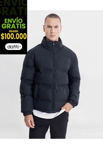 Chaqueta Acolchada Pu Cuello Alto  Para Hombre Negro Atmos Atmos
