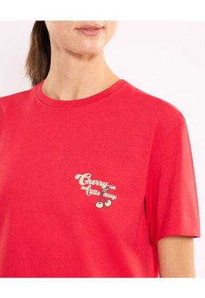 Camiseta Amplia Con Estampado  Para Mujer Rojo Atmos