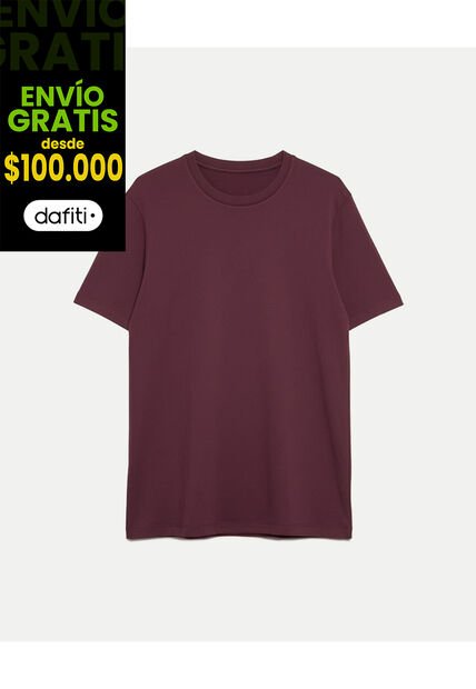 Camiseta  Para Hombre Manga Corta Cuello Redondo Color Vino Marca Atmos #32090275