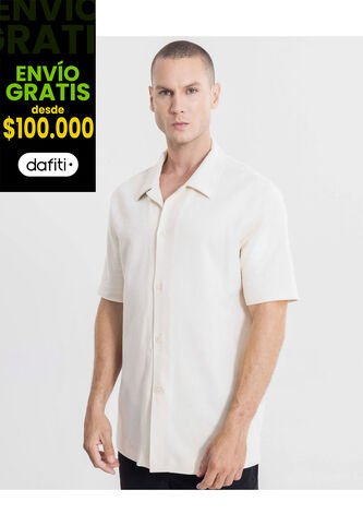 Camisa Oversize Texturizada  Para Hombre Beige Atmos Atmos