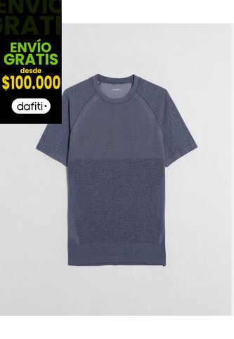 Camiseta Seamless Cuello Redondo  Para Hombre Azul Atmos Atmos