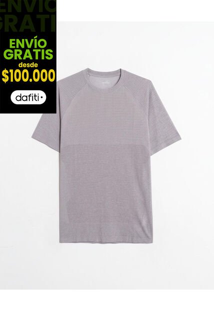 Camiseta Seamless Cuello Redondo  Para Hombre Gris Atmos
