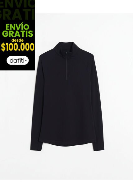 Buzo Ajustado Cuello Alto Training  Para Hombre Negro Atmos
