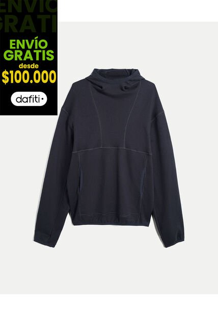 Buzo Con Capota Y Cortes  Para Hombre Negro Atmos