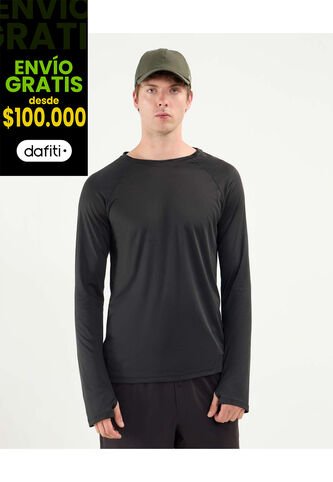 Camiseta Deportiva Manga Con Ojal  Para Hombre Negro Atmos Atmos