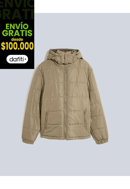 Chaqueta Puffer Capota Desmontable  Para Hombre Verde Atmos