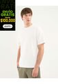 Camiseta Regular Fit Manga Corta Texturizada  Para Hombre Blanco Atmos de Atmos