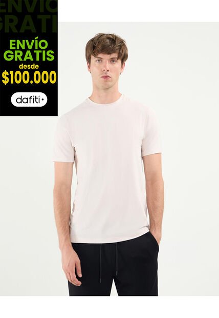 Camiseta Deportiva Básica  Para Hombre Beige Atmos
