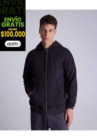 Buzo Hoodie Full Zipper  Para Hombre Negro Atmos Atmos