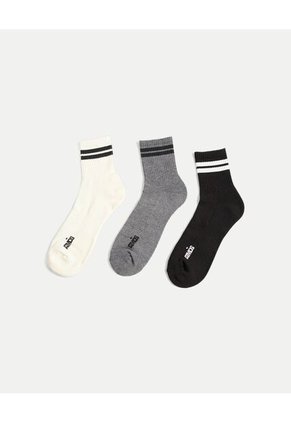 Pack X3 Medias Caña Media En Algodón X3 Para Hombre Crema Atmos