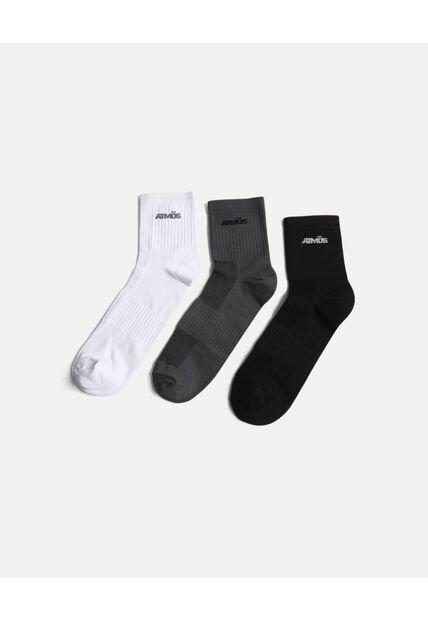 Pack X3 Medias Caña Corta Microfibra X3 Para Hombre Blanco Atmos