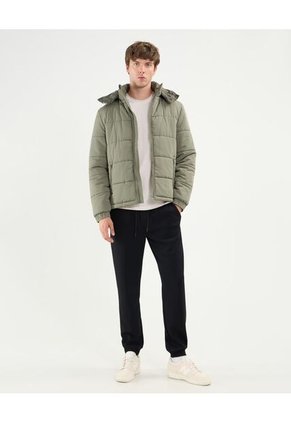 Chaqueta Puffer Capota Desmontable  Para Hombre Verde Atmos