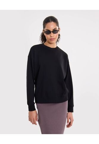 Buzo Básico Cuello Redondo Plush  Para Mujer Negro Atmos Atmos