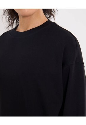 Buzo Básico Cuello Redondo Plush  Para Mujer Negro Atmos