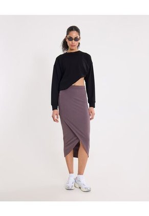 Buzo Básico Cuello Redondo Plush  Para Mujer Negro Atmos