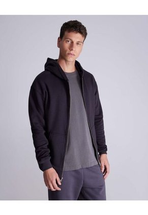 Buzo Hoodie Full Zipper  Para Hombre Negro Atmos