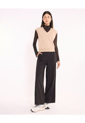 Camiseta  Para Mujer Manga Sisa Cuello V Color Beige Marca Atmos #31090333