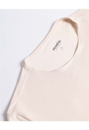 Camiseta  Para Mujer Manga Larga Cuello Redondo Color Beige Marca Atmos #31090344