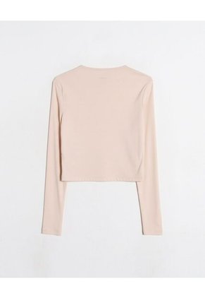 Camiseta  Para Mujer Manga Larga Cuello Redondo Color Beige Marca Atmos #31090344