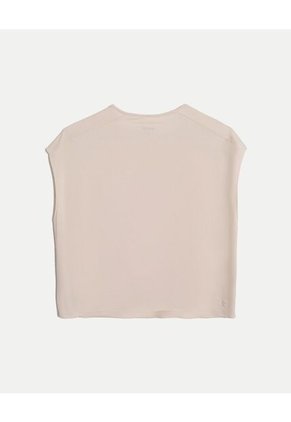 Camiseta  Para Mujer Manga Corta Cuello Redondo Color Beige Marca Atmos #31090342