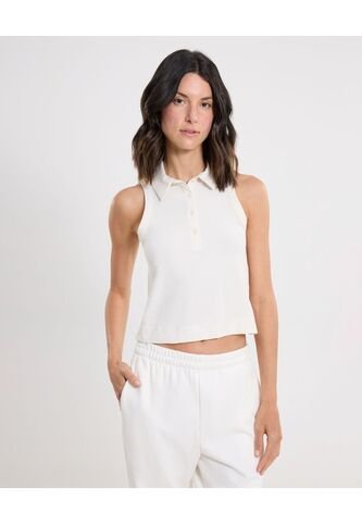 Polo Para Mujer Manga Sisa Color Marfil Marca Atmos #31110009 Atmos