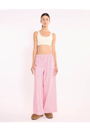 Pantalón Amplio Con Rayas Para Mujer Rojo Atmos