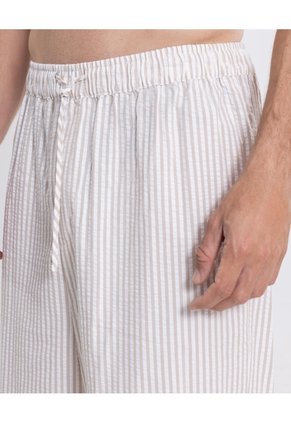 Pantalon Barrel En  Rayas  Para Hombre Beige Atmos