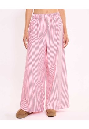 Pantalón Amplio Con Rayas Para Mujer Rojo Atmos