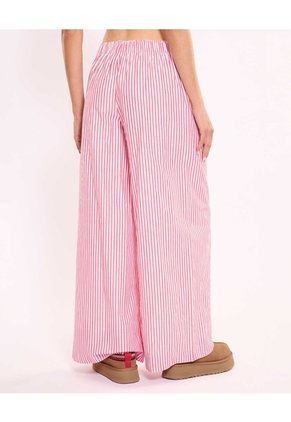 Pantalón Amplio Con Rayas Para Mujer Rojo Atmos